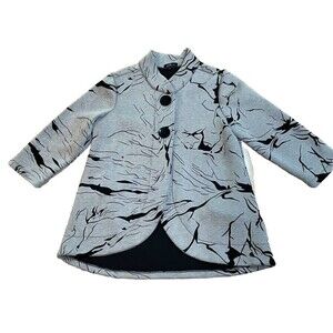 Yushi Art To Wear Lagenlook Scuba Jacket Women’s Size XL Gray Big Buttons EUC